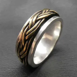 Drachensilber Spinning Ring drehbarer Silber 925 Bronze Innen Ring 70 - Silber