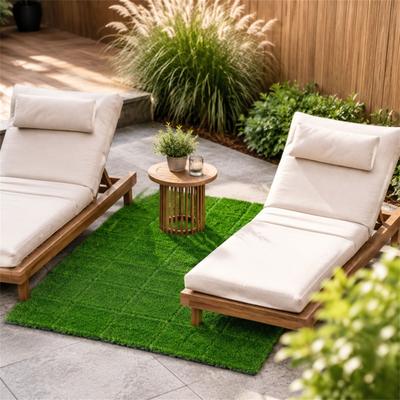 DEVERA "36pcs Interlocking Artificial Grass Tiles 12""x12"" Patio Balcony Backyard Turf Flooring Green - 12x12 inches"