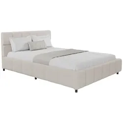 Juskys Polsterbett Florenz - Bubble Design, gepolstertes Kopfteil, Bouclé - 180 x 200 cm - Beige