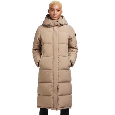 Steppmantel KHUJO "TIONE", Damen, Gr. S (36), beige (sesame beige), Steppware, Obermaterial: 100% Polyester. Futter: 100% Polyamid. Füllung: 100% Polyester, unifarben, knielang, Mäntel Steppmantel, elastische Bündchen am Ärmelfutter