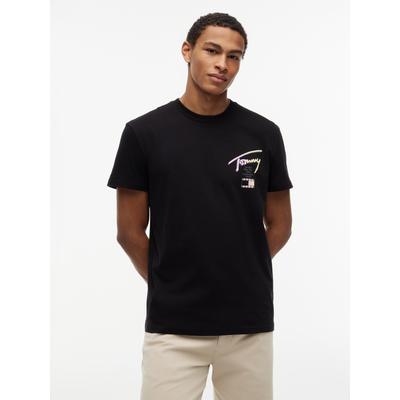 T-Shirt TOMMY JEANS "TJM REGULAR CITY SIGNATURE", Herren, Gr. L, schwarz, Single Jersey, Obermaterial: 100% Baumwolle, regular fit normal, Shirts T-Shirt, mit Tommy-Signatur-Logo auf dem Rücken