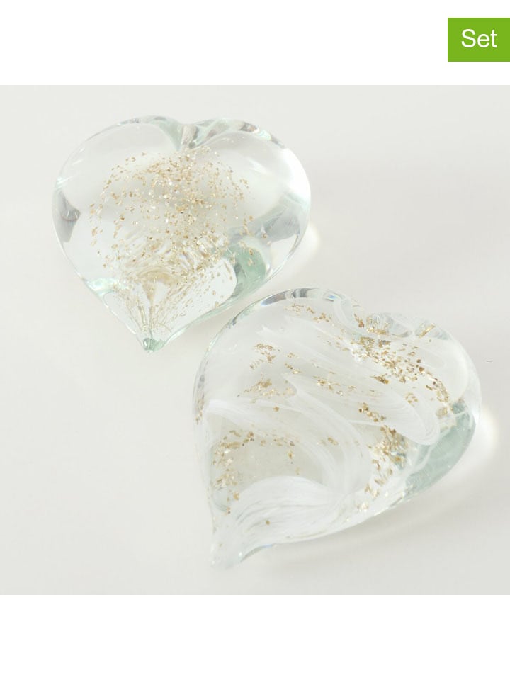 Boltze 2er-Set: Briefbeschwerer "Marmo" Transparent/ Gold - (H)3 cm - onesize