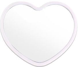 Inspire Daily Merch Portable Heart Makeup Mirror Small Compact Cosmetic Hand Mirror For Women And Students white