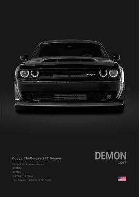 Inspire Select Dodge Challenger SRT Hellcat Redeye Canvas Poster Sports Car Wall Art For Office & Living Room Decor 3 19.69 27.56 In Unframed