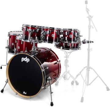 DW PDP CM7 Red to Black Red to Black Sparkle Fade