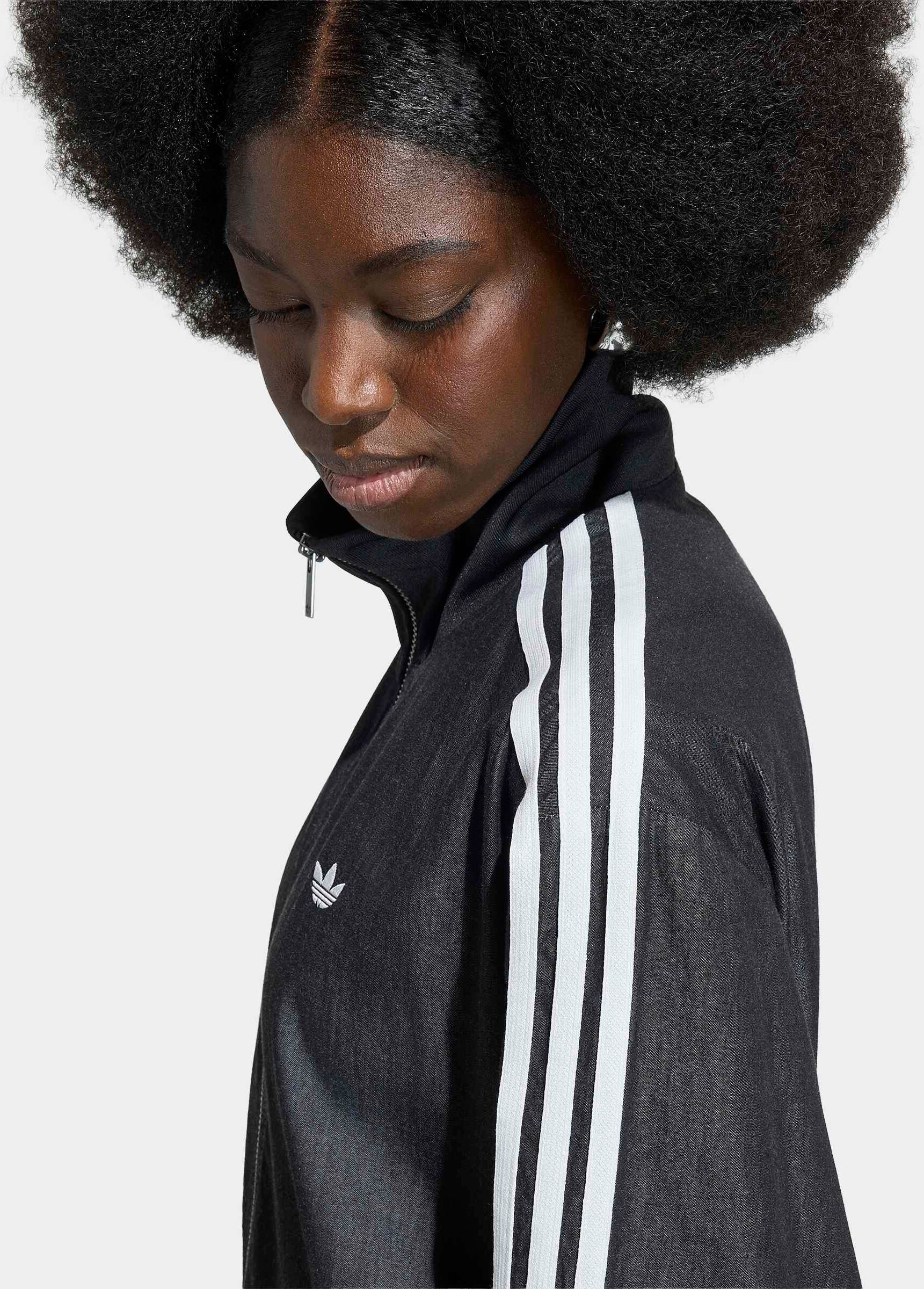 Outdoorjacke ADIDAS ORIGINALS "ADIDAS ORIGINALS SUMMER GLOW LIGHT DENIM FIREBIRD TRACK", Damen, Gr. XXL, medium schwarz denim, Obermaterial: 100% Baumwolle, Jacken Outdoorjacke, DENIM Jacke medium schwarz denim XXL