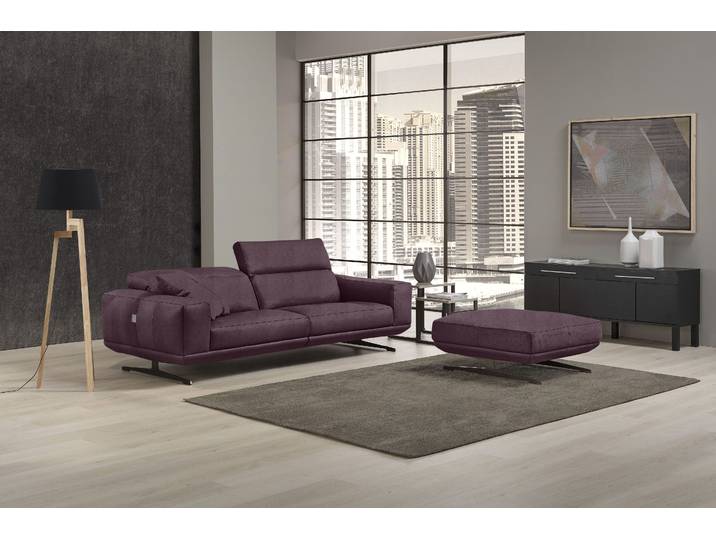 2,5-Sitzer, Lila, 236x109x96 cm, Luxus-Microfaser, Beidseitig Verstellbare Rückenlehne, Modern
