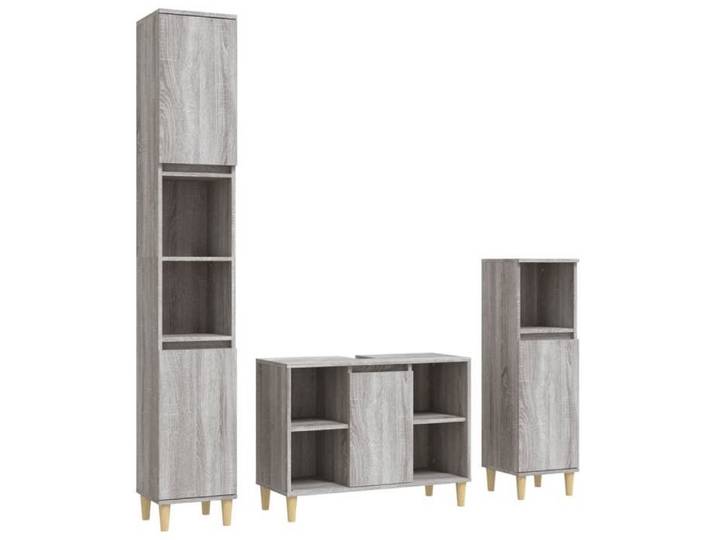 Ensemble de meubles de salle de bain 3 pièces - - bois d'ingénierie - sonoma gris - grand rangement 135yvs59w
