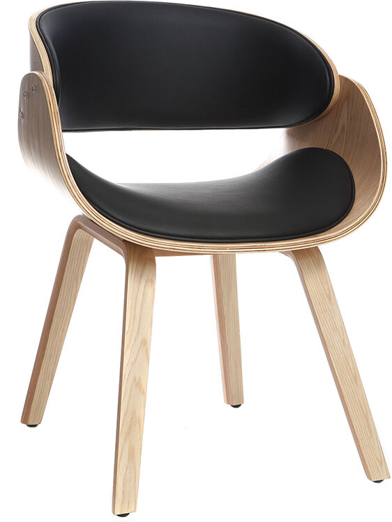 Miliboo Chaise design noir et bois clair BENT