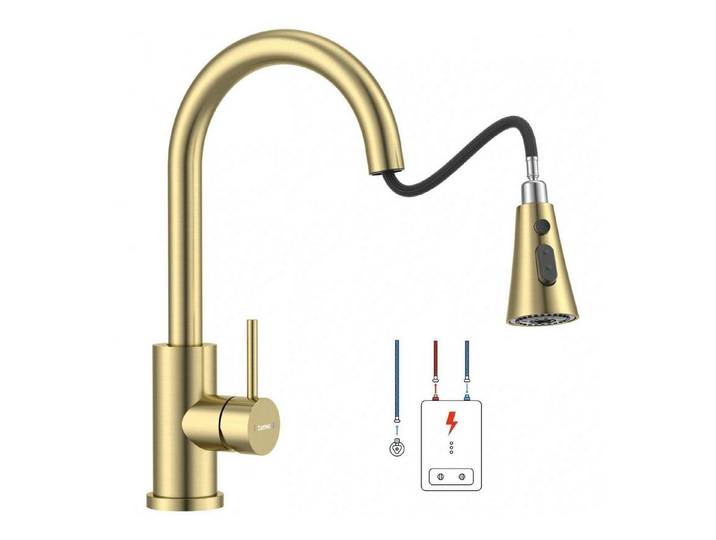 LuxusKollektion Spültischarmatur Küchenarmatur Niederdruck Gold 3-Strahl (1-St)