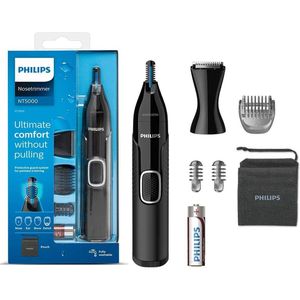Philips Nasenhaartrimmer Series 5000, NT5650/16, Ohrhaartrimmer, abwaschbar, mit 3 Aufsätzen