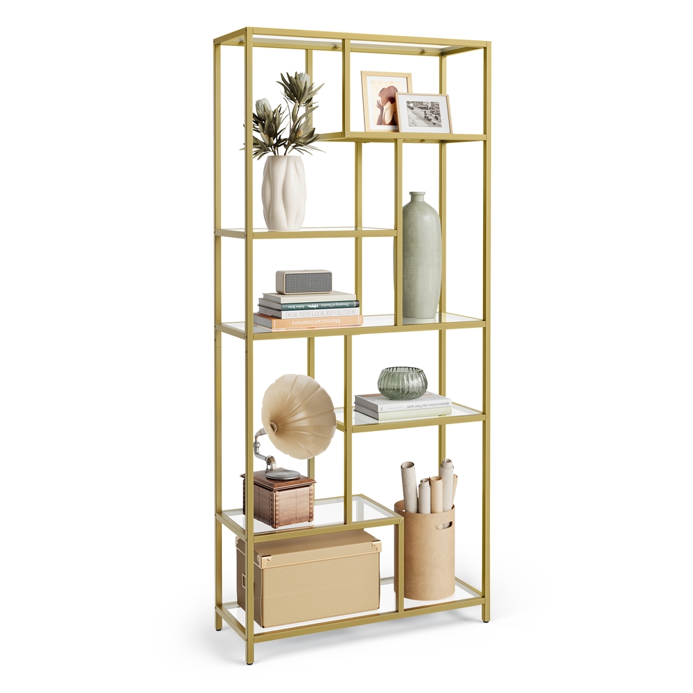 VASAGLE Bücherregal mit 6 Ablagen gold-transparent LGT502A01