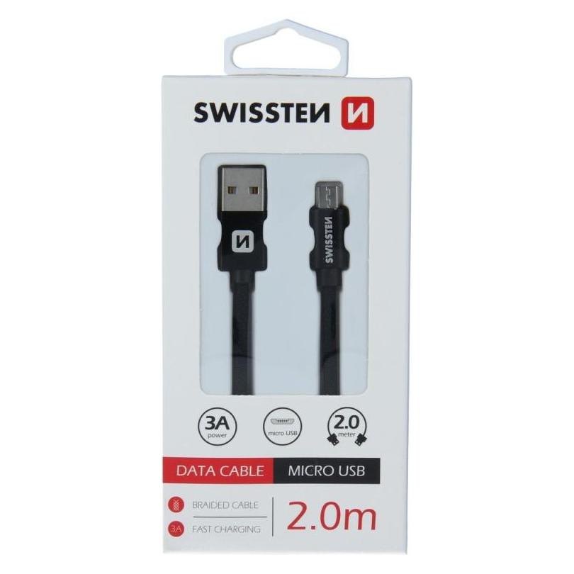 Swissten Datenkabel Textil USB / Micro-USB 2.0 M (2 m, USB 2.0) (71522301)