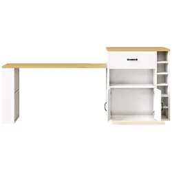 STILVORA Kücheninsel MDF Weiß 80x70x95,5 cm mit Ausziehtisch, 2 Schubladen