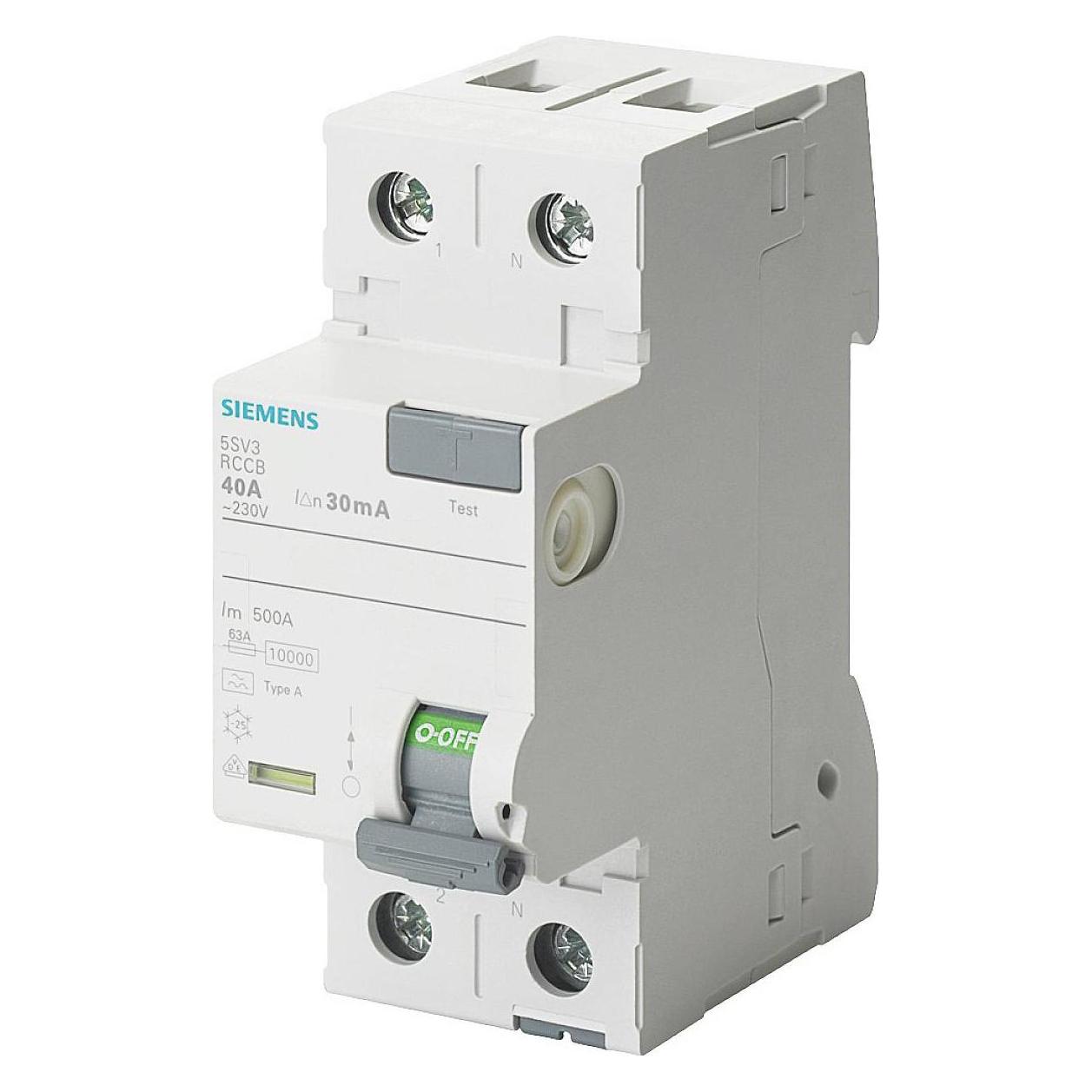 Siemens FISchutzschalter Typ F kurzzeitverzögert A 30 mA Un (5SV33123)