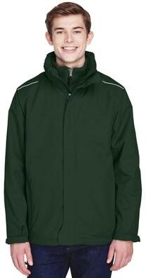 CORE365 88205 Men's Region 3-in-1 Jacket with Fleece Liner in Forest Green size Large   Polyester