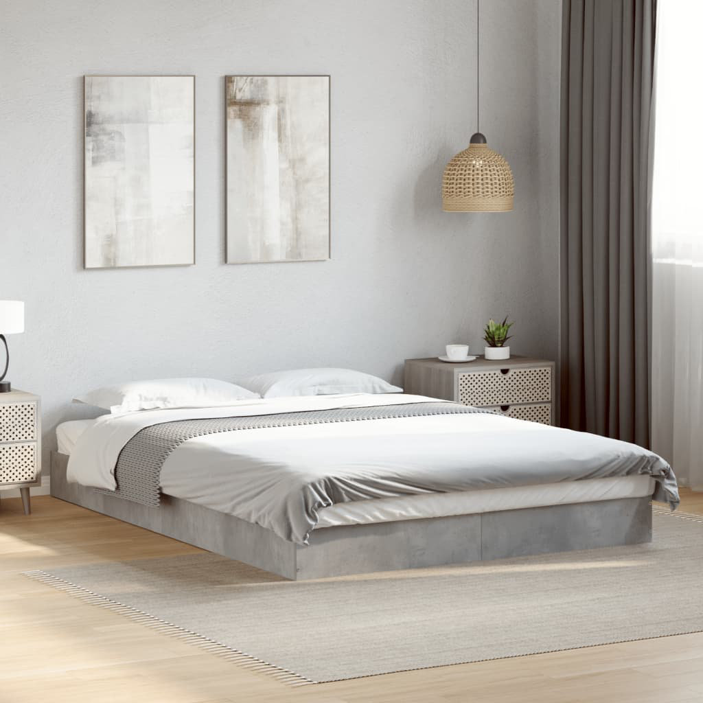 17 Stories Vidaxl Bed Frame Concrete Grey European Double (140 x 200cm)
