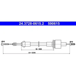 Seilzug Kupplungsbetätigung ATE 24.3728-0615.2 für Ford Escort III Orion II