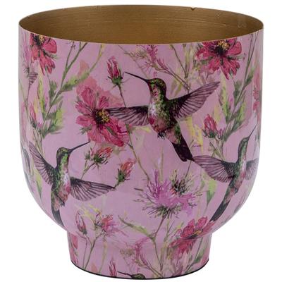 Übertopf CREATIV HOME "Übertopf", rosa, H:16cm Ø:16cm, Pflanzgefäße, mit Kolibridekor