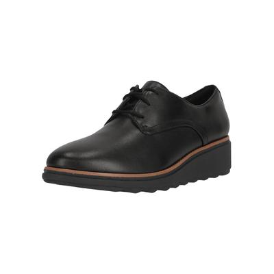 Sneaker CLARKS "Sharon Rae", Damen, Gr. 39, schwarz, Leder, Schuhe Sneaker, mit ultrabequemem OrthoLite Hybrid Fußbett