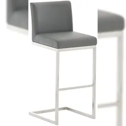 Décoshop26 - Moderner Barhocker (1 Stück) Edelstahlgestell grauer PVC-Sitz 10_0005320