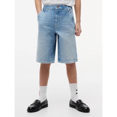 Shorts TOMMY HILFIGER, Mädchen, Gr. 16 (176), N-Gr, blau (denim light 01), Denim/Jeans, Obermaterial: 99% Baumwolle, 1% Elasthan, unifarben, normal knieumspielend, Hosen Shorts, für Kinder bis 16 Jahre, elastischer Bund, Baggy-Style