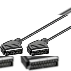 Goobay 11762 Scart Verbindungskabel, vernickelt, ø 7 mm, 0.6 m, Schwarz - Scartstecker (21-Pin) > Scartstecker (21-Pin)