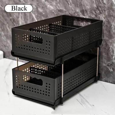 Uplift Essentials 2 Tier Pull Out Cabinet Organizer And Slide Out Under Sink Storage Drawer Set black