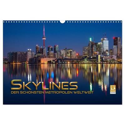 Skylines der schönsten Metropolen weltweit (Wandkalender 2027 DIN A3 quer), CALVENDO Monatskalender