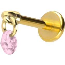 Titan Labret mit Push Fit RUNDER KRISTALL