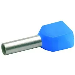 Zwillingsaderendhülsen isoliert, 2 x2,5mm2 / 10mm, blau, 100 Stück