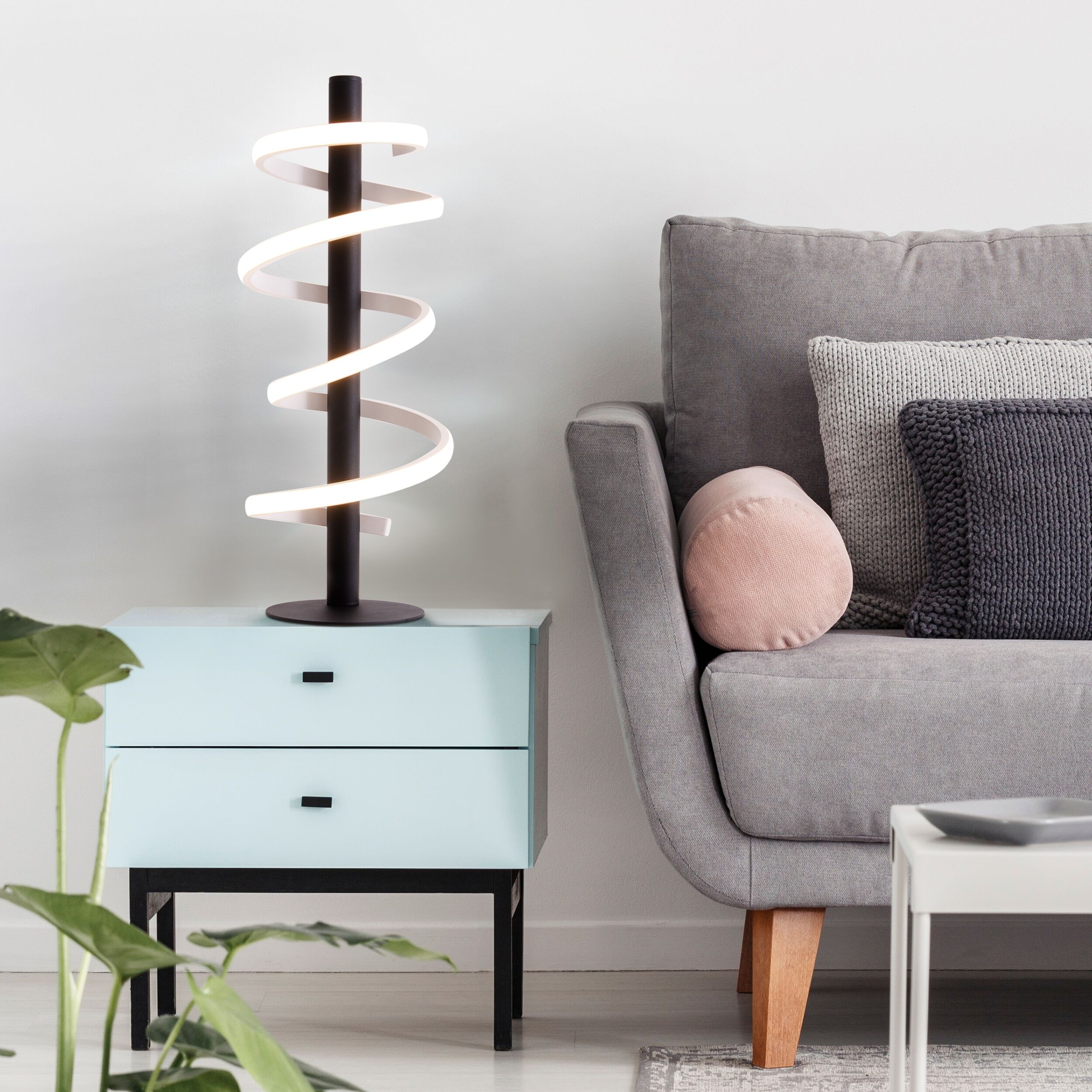 NÄVE LED Tischleuchte "Belleza", schwarz (schwarz, weiß), Ø 20cm H: 50cm, 1 Stk., Leuchten, in 3 Stufen dimmbar über Touch-Schalter, Effizienzklasse: G, schwarz, LED Tischleuchte