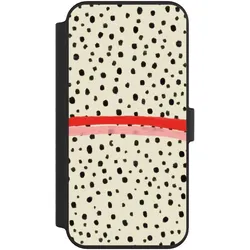 Nivocase Klapphülle für Apple iPhone 14 Pro Max Handyhülle aus Kunst Leder NIVOflip schwarz Kunst Punkte (Apple iPhone 14 Pro Max), Smartphone Hülle, Schwarz