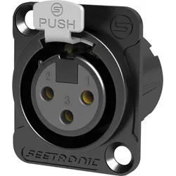 Seetronic XLR 3P Chassis - female Goldkontakte - schwarzes Gehäuse