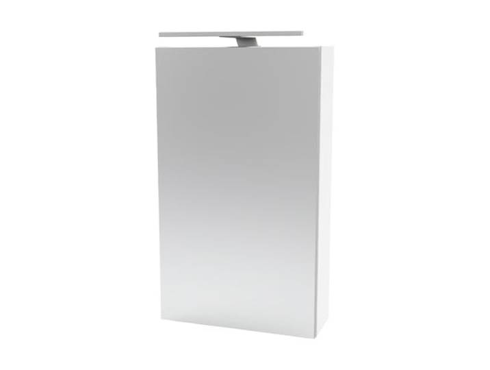 FACKELMANN SCENO Spiegelschrank mit LED-Beleuchtung – Alibertschrank für Bad und Gäste-WC (40 x 68 x 15,3 cm) – SBC Badschrank mit Spiegel in Weiß – Tür rechts