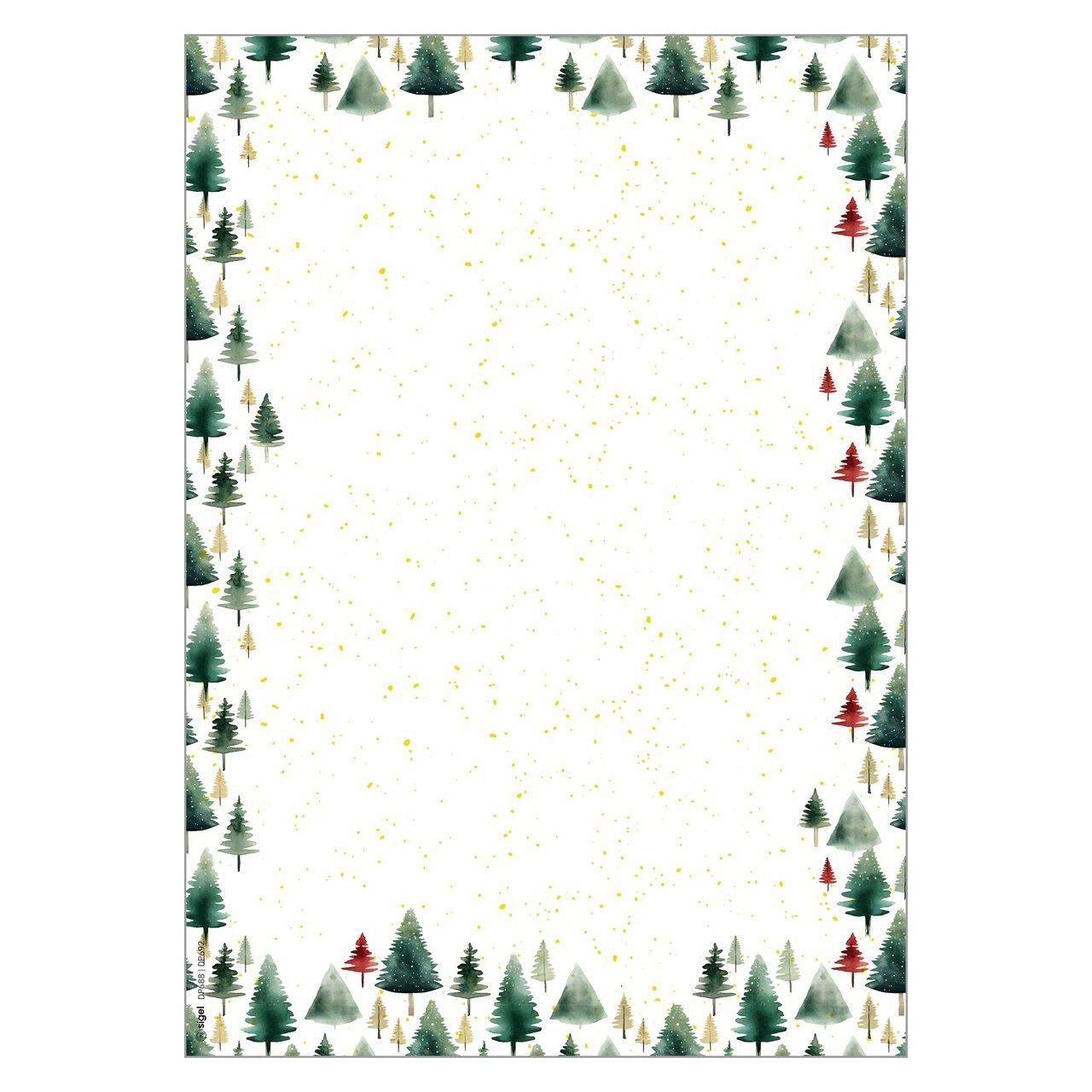 SIGEL Weihnachtsbriefpapier Little Pines Motiv DIN A4 90 g/qm 100 St.