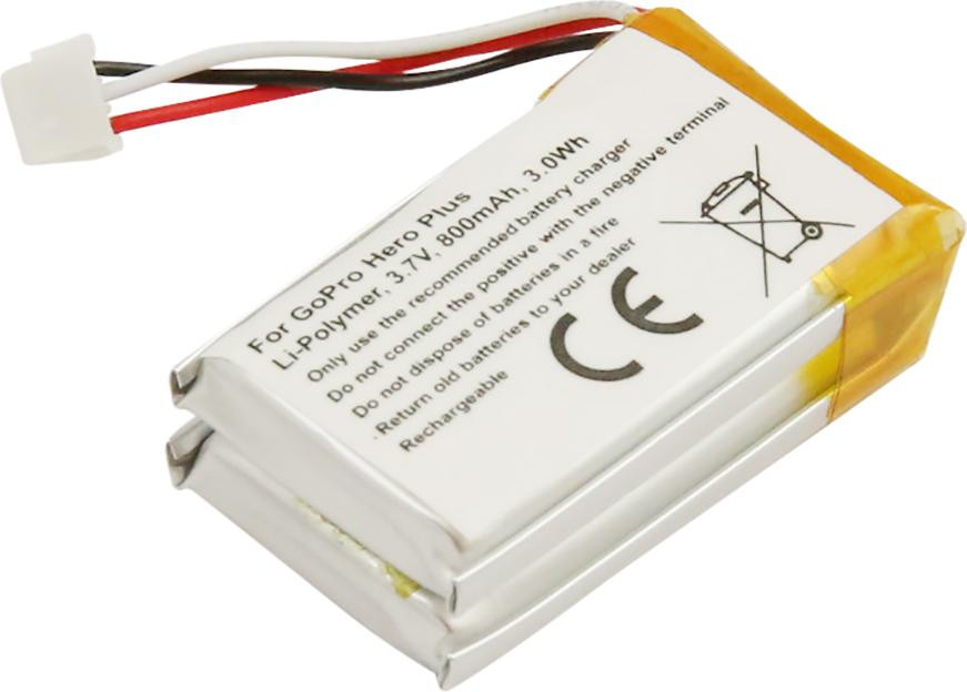 Avizar GoPro Hero Plus lithium-polymeer batterij, 3,7V, 800mAh, wit