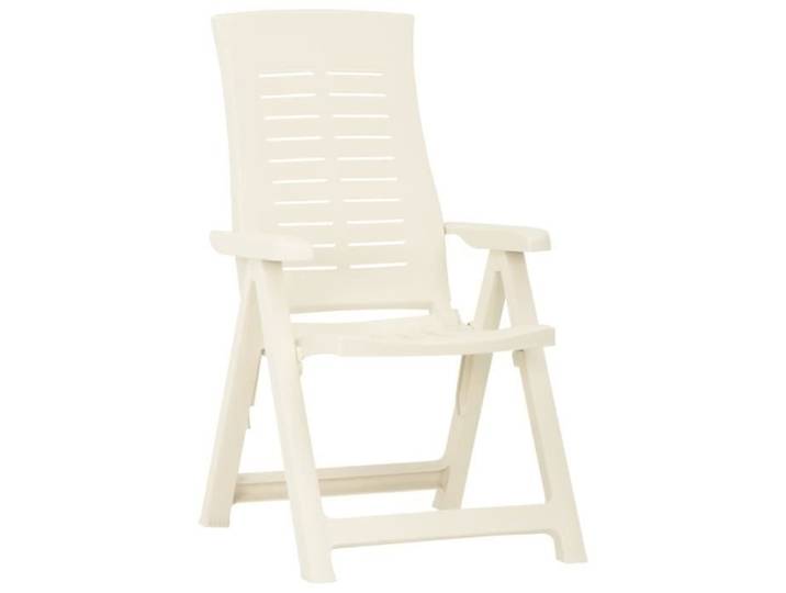 Chaise inclinable de jardin - GAROSA - 2 pcs - Plastique - Blanc - Dossier inclinable 5 positions