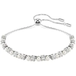 Swarovski Matrix Tennis Armband Kristallperle, Rundschliff, Weiß, Rhodiniert
