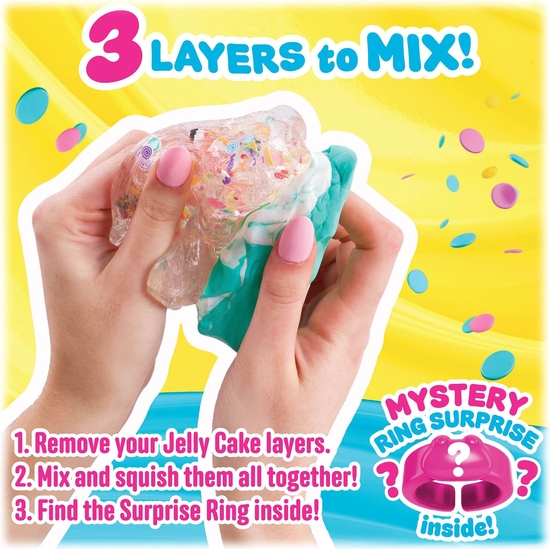 Sky Castle Toys Jelly Cakes Bestie Party Pack Chillin' With Rachel Sensory Slime Toy for Kids - 4 Cake-Shaped Slime Toys, Non-Sticky Formula