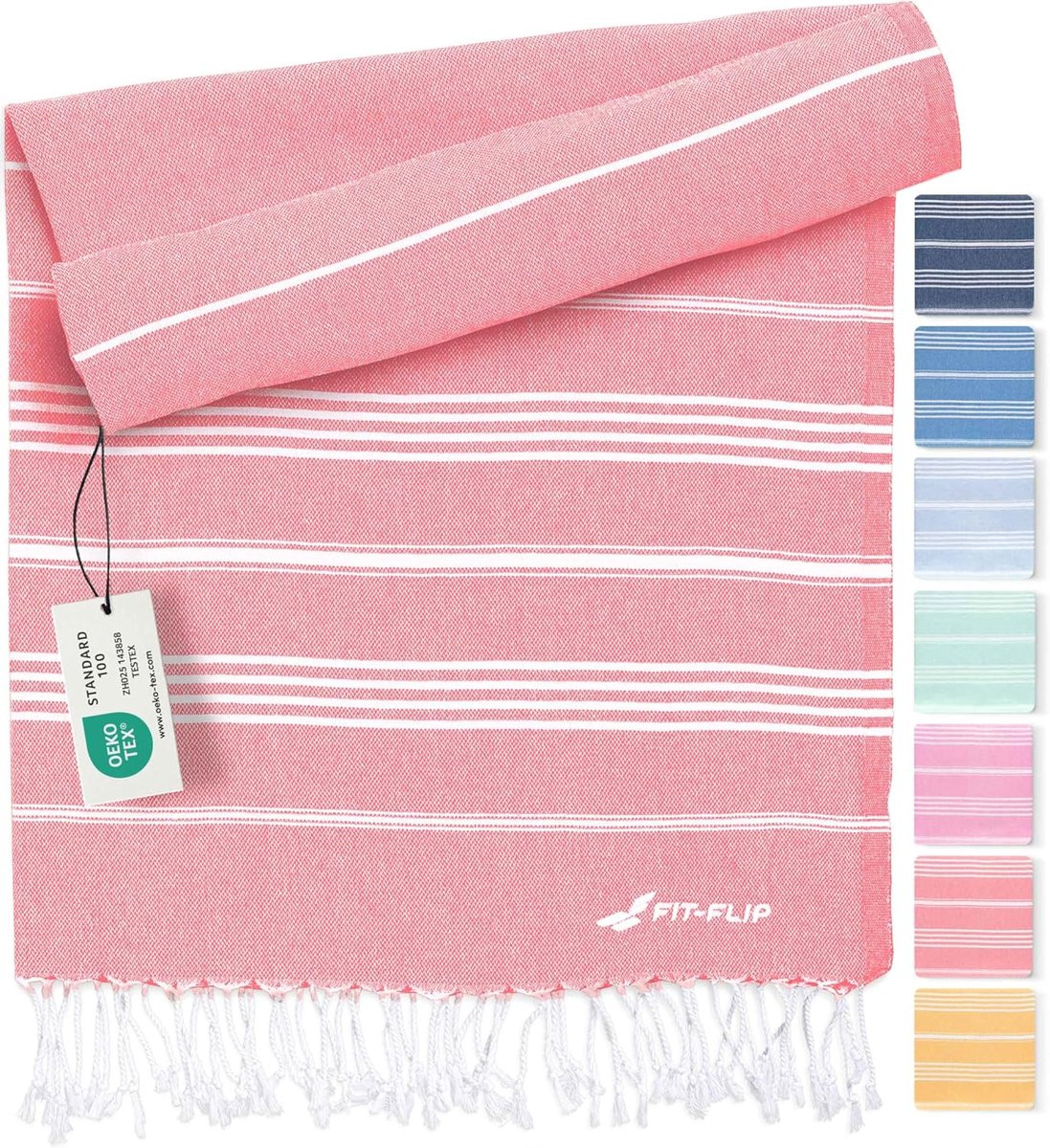 Hamamdoek Strandlaken Fouta Pestemal Koraal - 100 x 200 cm