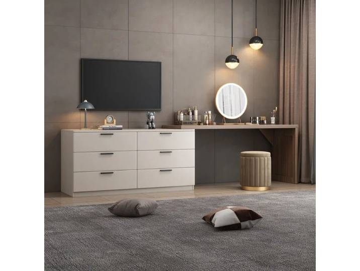 Coiffeuse de maquillage de luxe avec miroir, meuble TV, commode en bois massif, Table télescopique, meubles de chambre à coucher