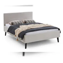 Aileenstore Polsterbett 140x200 Bettgestell Bett Doppelbett mit Kopfteil Beige Made in Germany