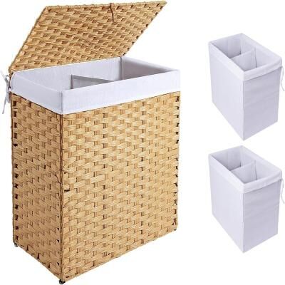 No "Laundry Hamper with Lid and Handles - 22.4""L x 13""W x 24""H"