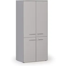 Aktenschrank mit geteilten Türen PRIMO GRAY, 800 x 500 x 1781 mm, grau