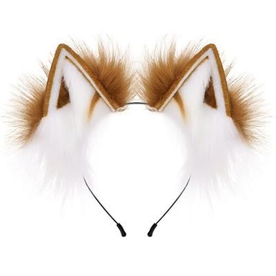 Fuchskostüm für Mädchen Fuchsohren Schwanz Kinderkatze Wolfsohren flauschiger pelziger Schwanz Karneval Cos Zubehör