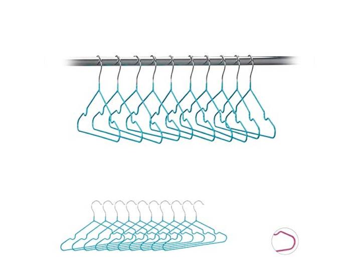 Relaxdays kinderkledinghanger set van 20, ruimtebesparend, babykledinghangers, met PVC-laag, 30 cm, in het turquoise
