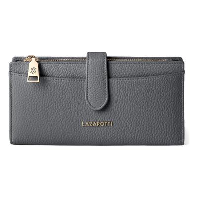 Geldbörse LAZAROTTI "Bologna Leather Geldbörse Leder 20 cm", Damen, grau, Leder, Kleinlederwaren