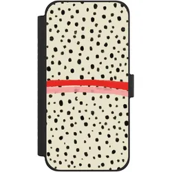 Nivocase Klapphülle für Apple iPhone 15 Pro Max Handyhülle aus Kunst Leder NIVOflip schwarz Kunst Punkte (Apple iPhone 15 Pro Max), Smartphone Hülle, Schwarz