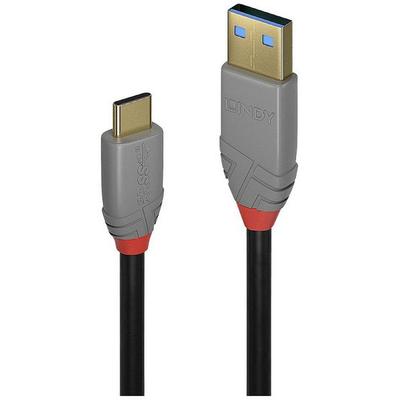 LINDY USB-Kabel USB 3.2 Gen2 (USB 3.1 Gen2) USB-C® Stecker, USB-A Stecker 1.50 m Schwarz, Grau 36912